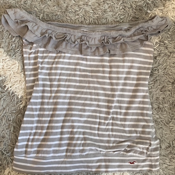 Hollister Tops - Hollister Gray and White Striped Tank Top. Size L.